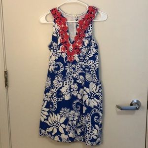 Lilly Pulitzer blue and pink vneck dress
